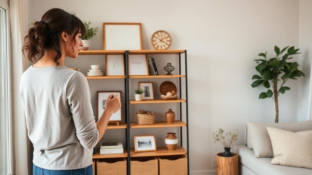 Vrouw die zelf haar interieur aan het stylen is
